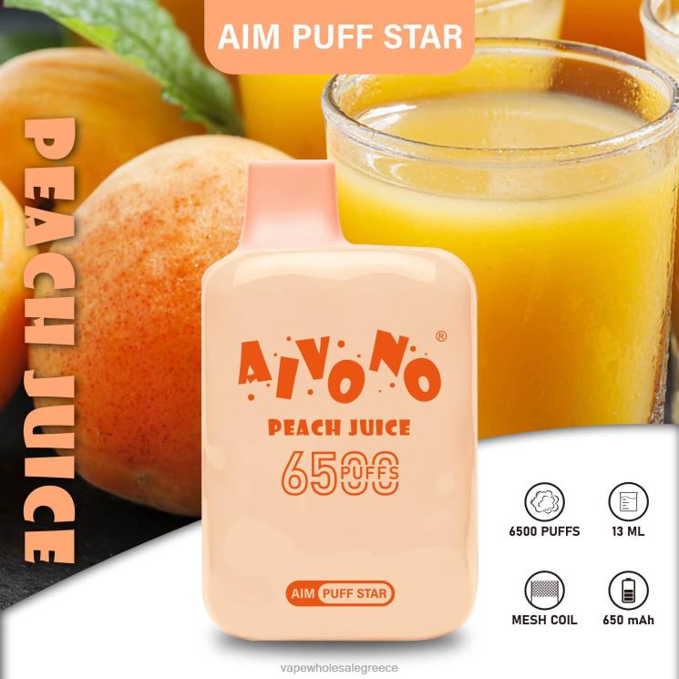 Aivono AIM PUFF STAR 6500 χυμό ροδάκινου 0HT08289 - Vape Ελλαδα