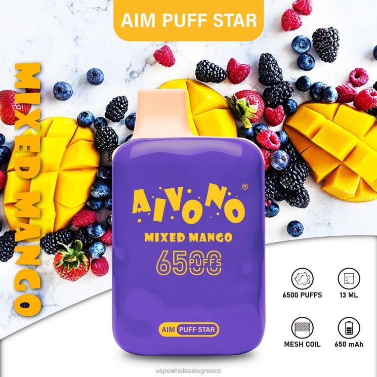 Aivono AIM PUFF STAR 6500 ανάμεικτο μάνγκο 0HT08296 - Ηλεκτρονικο Τσιγαρο Με Φιλτρο