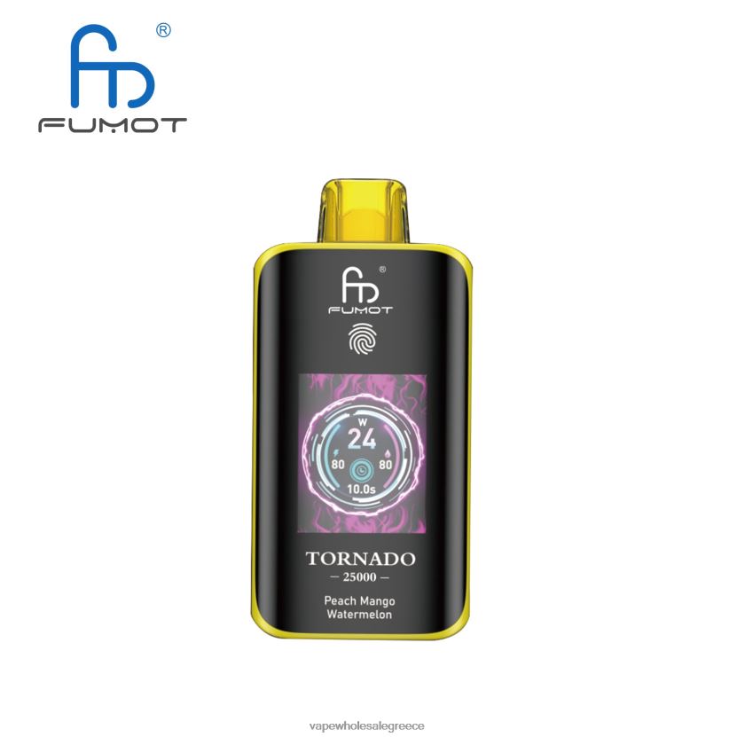 Vape Ελλαδα 86LVD49 Fumot Tornado 25000 ατμούς μιας χρήσης ροδάκινο μάνγκο καρπούζι