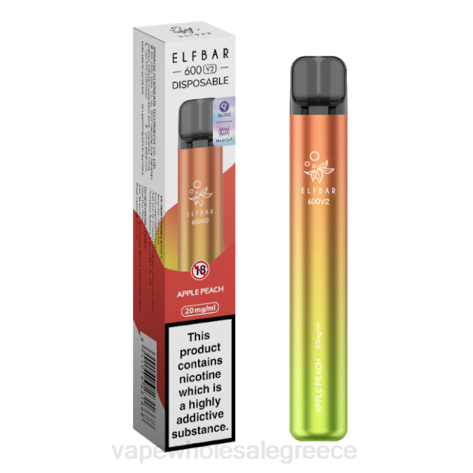 vape wholesale Greece | J064270 μήλο ροδάκινο ELFBAR 600V2 20 mg