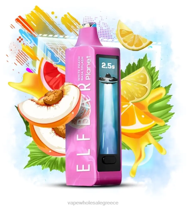 Vape Wholesale Greece LZ4420 Elf Bar Planet 25000 άσπρο ροδάκινο baja splash