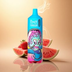 RandM Fumot Tornado 9000 Puffs Καρπούζι Φράουλα Πρωτεύον με Πλέγμα Πηνίο και 18 mL Υγρό